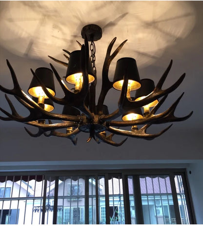 Vintage Rustic Antler Resin Chandelier