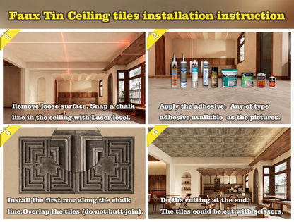 Faux Tin Ceiling Tiles & Wall Panels (24"x24" PVC) PL04