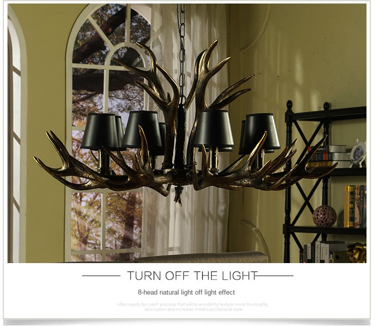 Vintage Rustic Antler Resin Chandelier