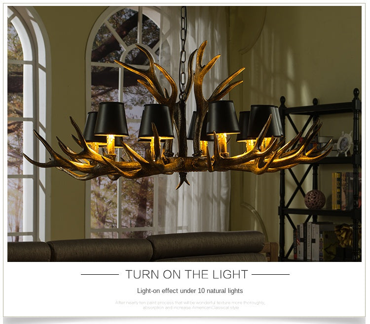 Vintage Rustic Antler Resin Chandelier