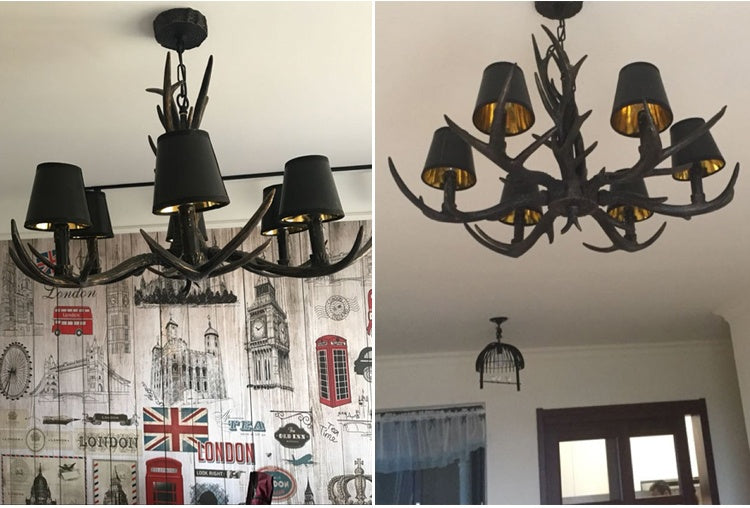 Vintage Rustic Antler Resin Chandelier