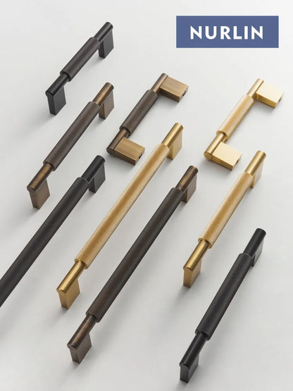 Nurlin Solid Brass Knurled Cabinet Pull Handle