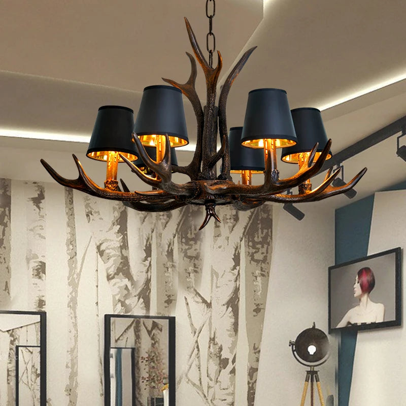 Vintage Rustic Antler Resin Chandelier