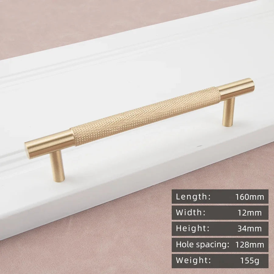 Luxury Solid Brass Gold T-Handle Cabinet Pull